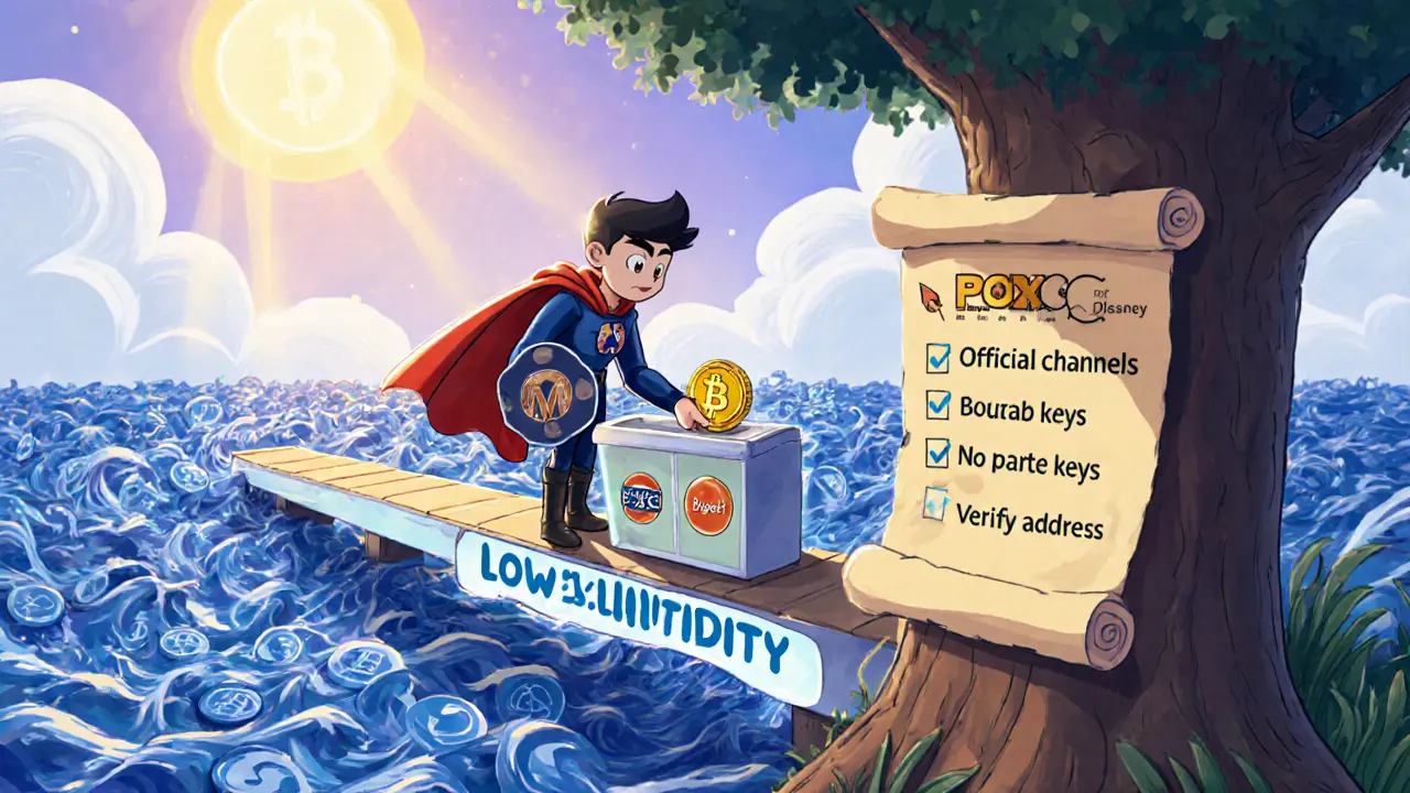 Hero safely buying POTS tokens and following a safety checklist.