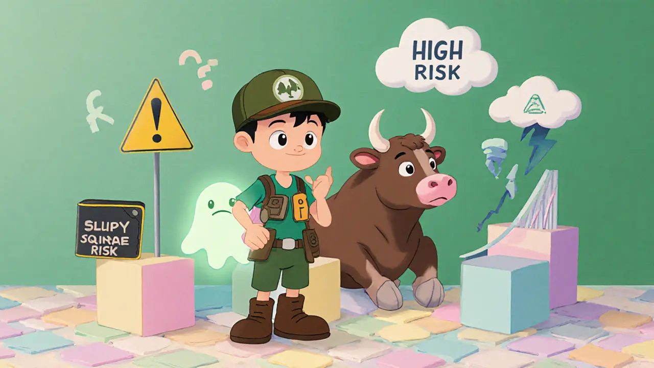 Cautious teen with wallet weighing risk and reward beside the bull.