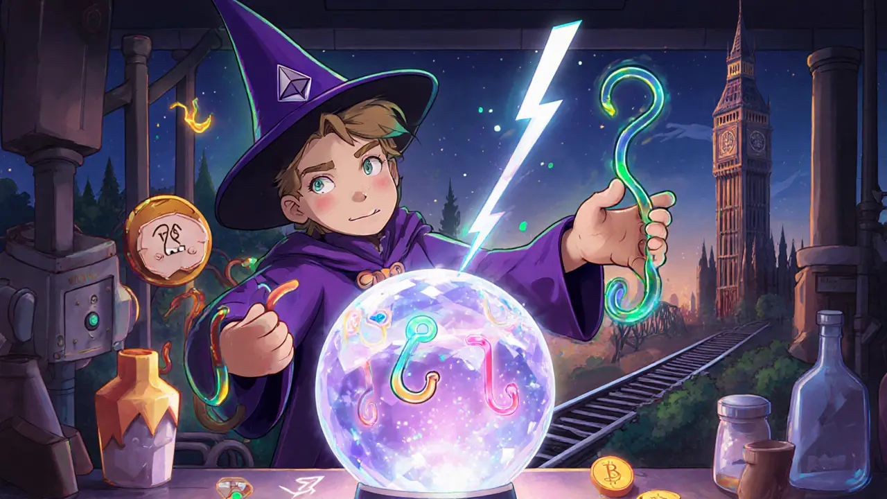 Disney wizard developer attaches colorful hooks to a glowing liquidity pool.