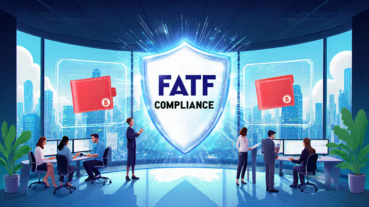 Disney illustration of a futuristic compliance office with holographic screens and a shield of compliance.