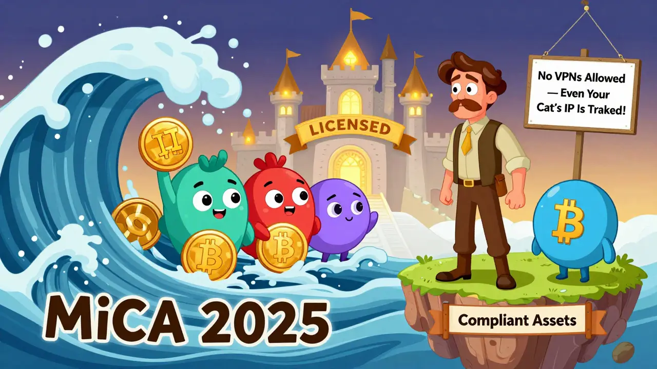 European stablecoins swept away by MiCA regulations while BTC and ETH remain safe on a compliant island.