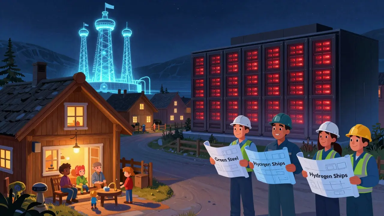 Norwegian families enjoy clean energy while foreign data centers are politely turned away by local industry blueprints.