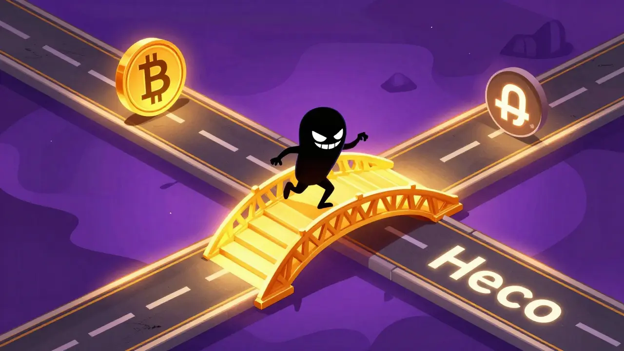 A sneaky creature tricking a character between two different blockchain paths