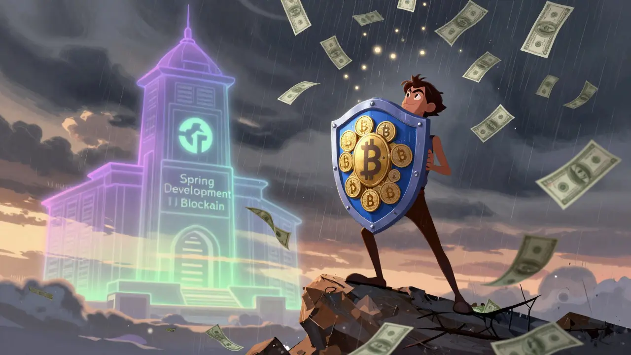 Character using crypto as shield against economic instability