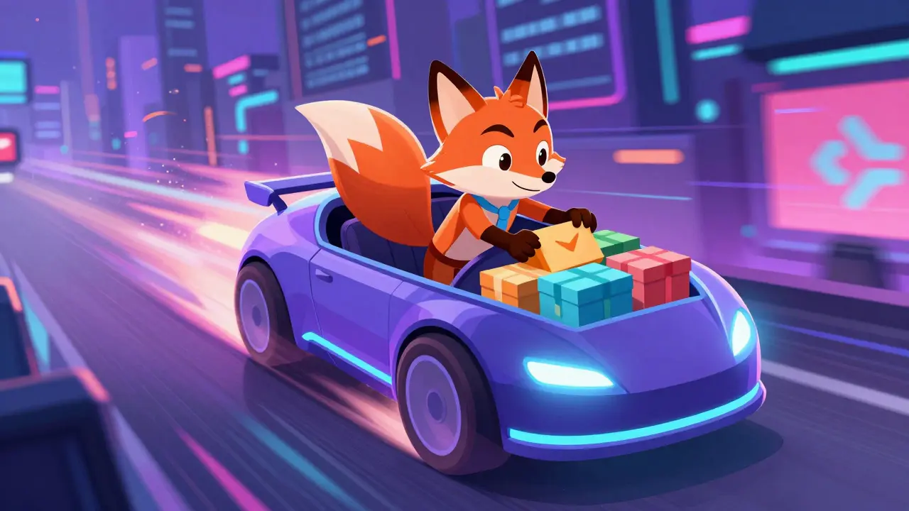 Fox character optimizing transactions in a speeding digital vehicle