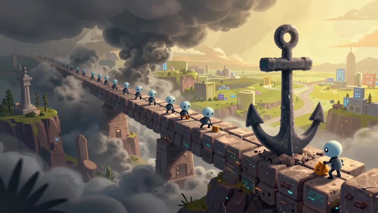 Genesis Block anchoring a bridge between chaos and stability