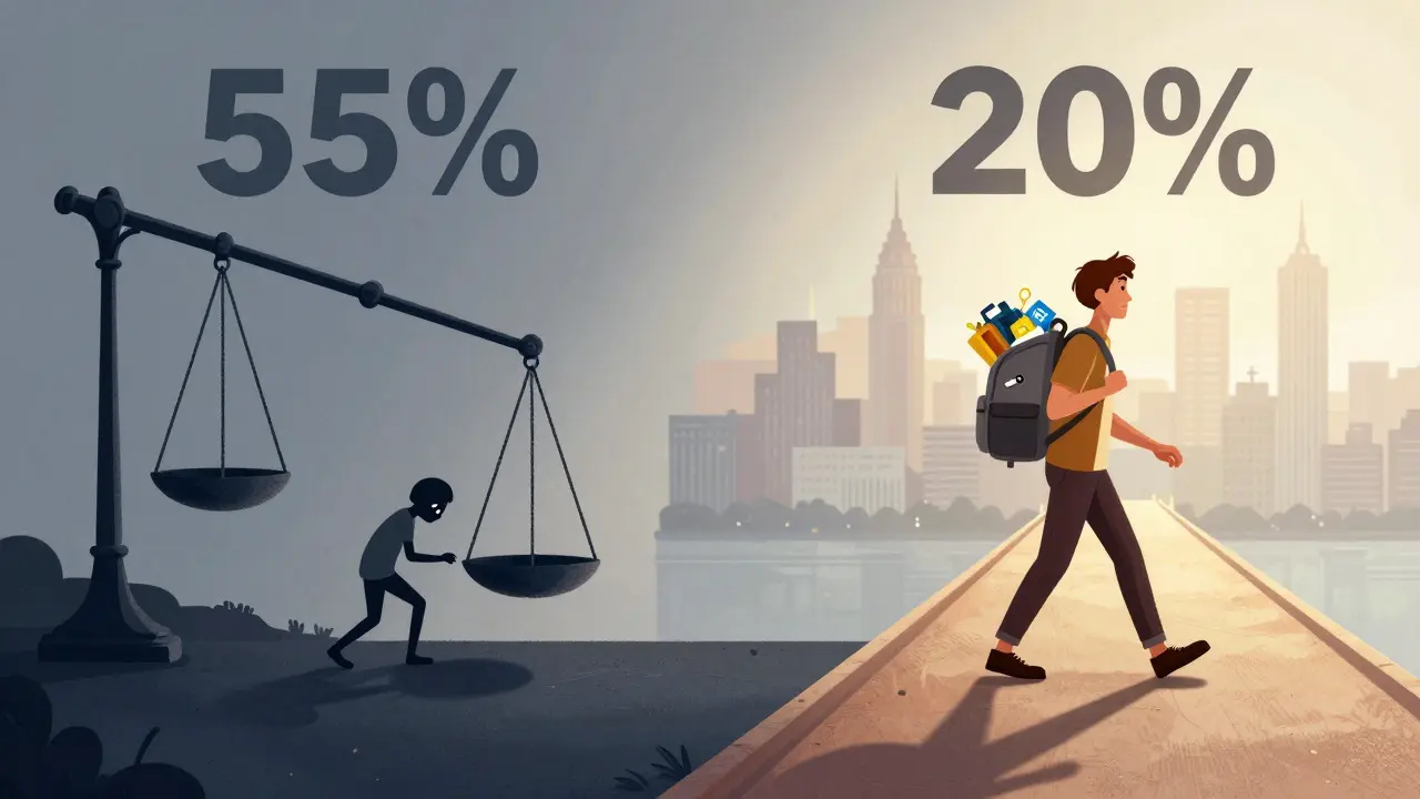 Cartoon comparison of difficult old tax path vs easy new reform path