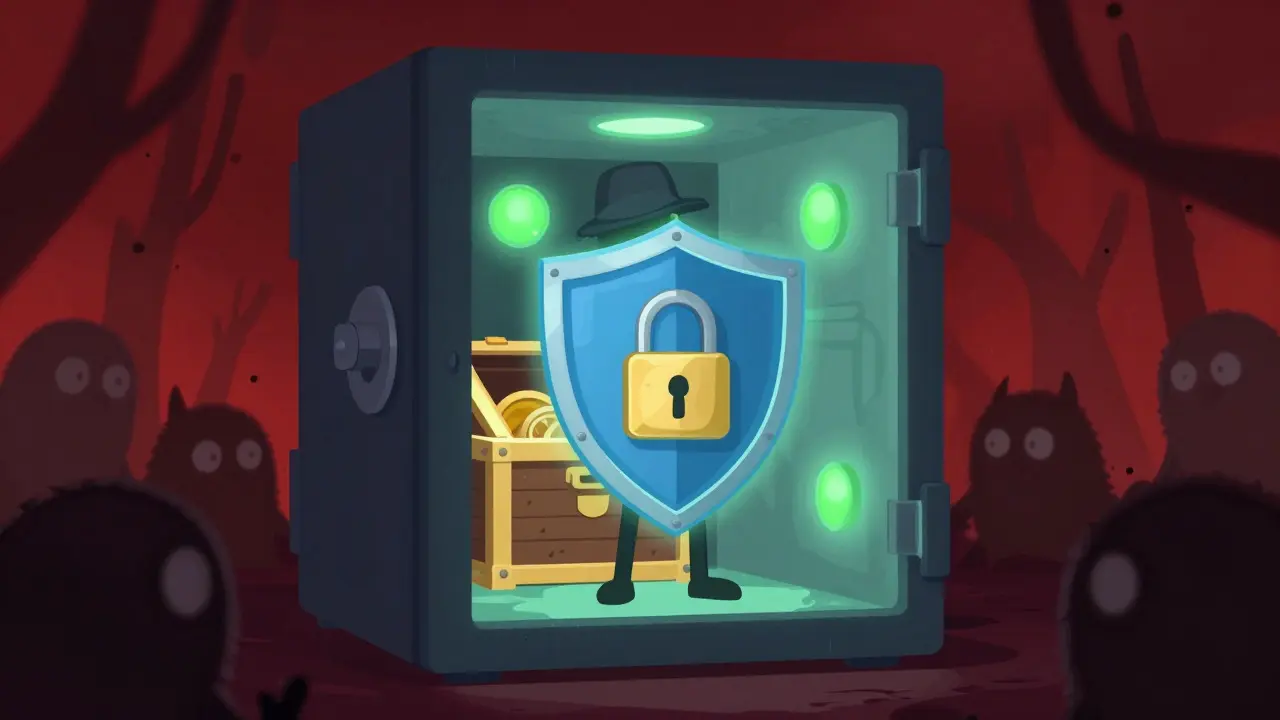 Character protecting assets from scam shadows