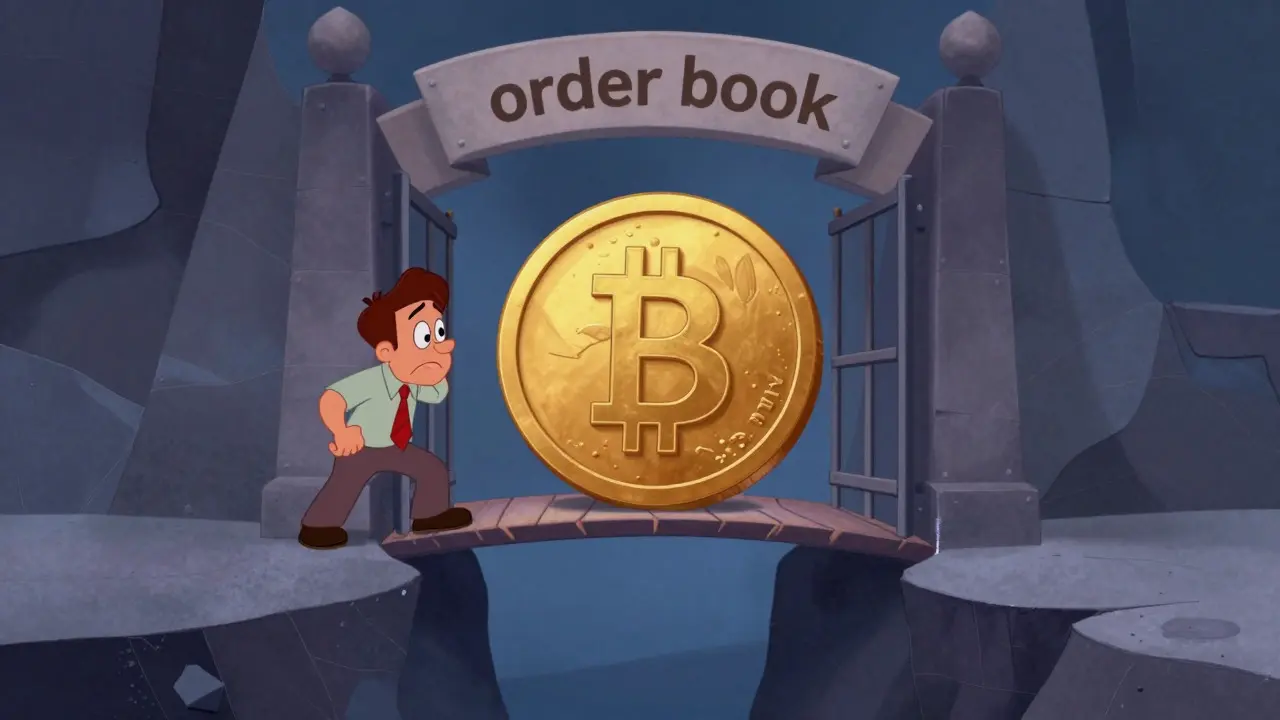 Illustration showing low liquidity bottleneck metaphor