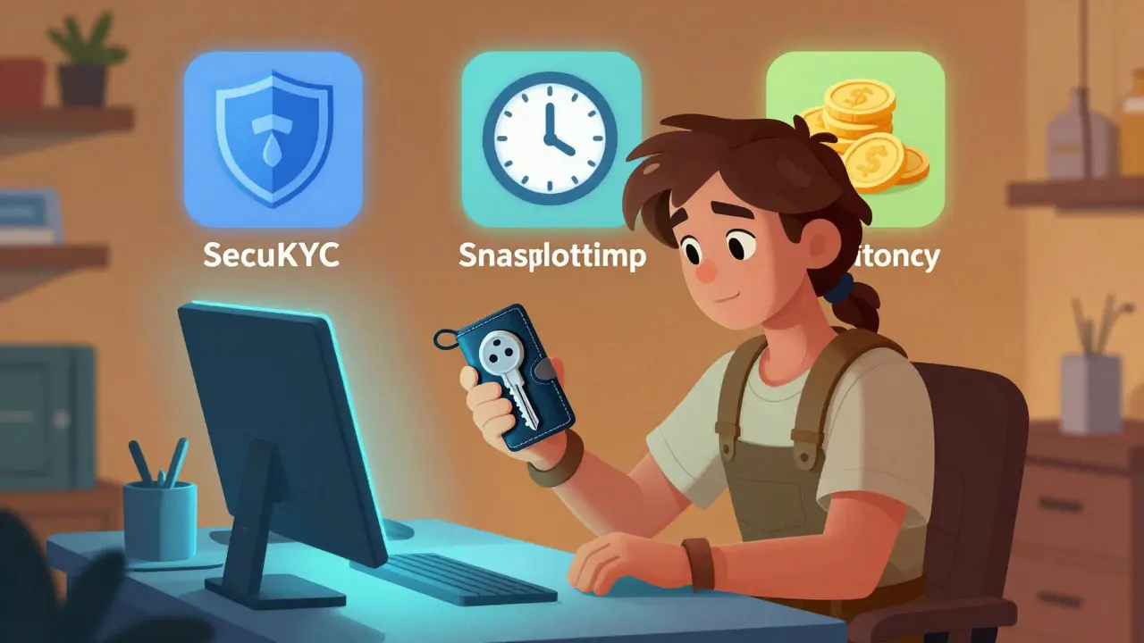 Adventurer preparing for crypto tasks with secure hardware wallet