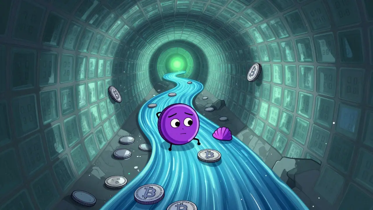Quirky altcoins navigating a narrow tunnel amidst a fast-flowing Bitcoin river