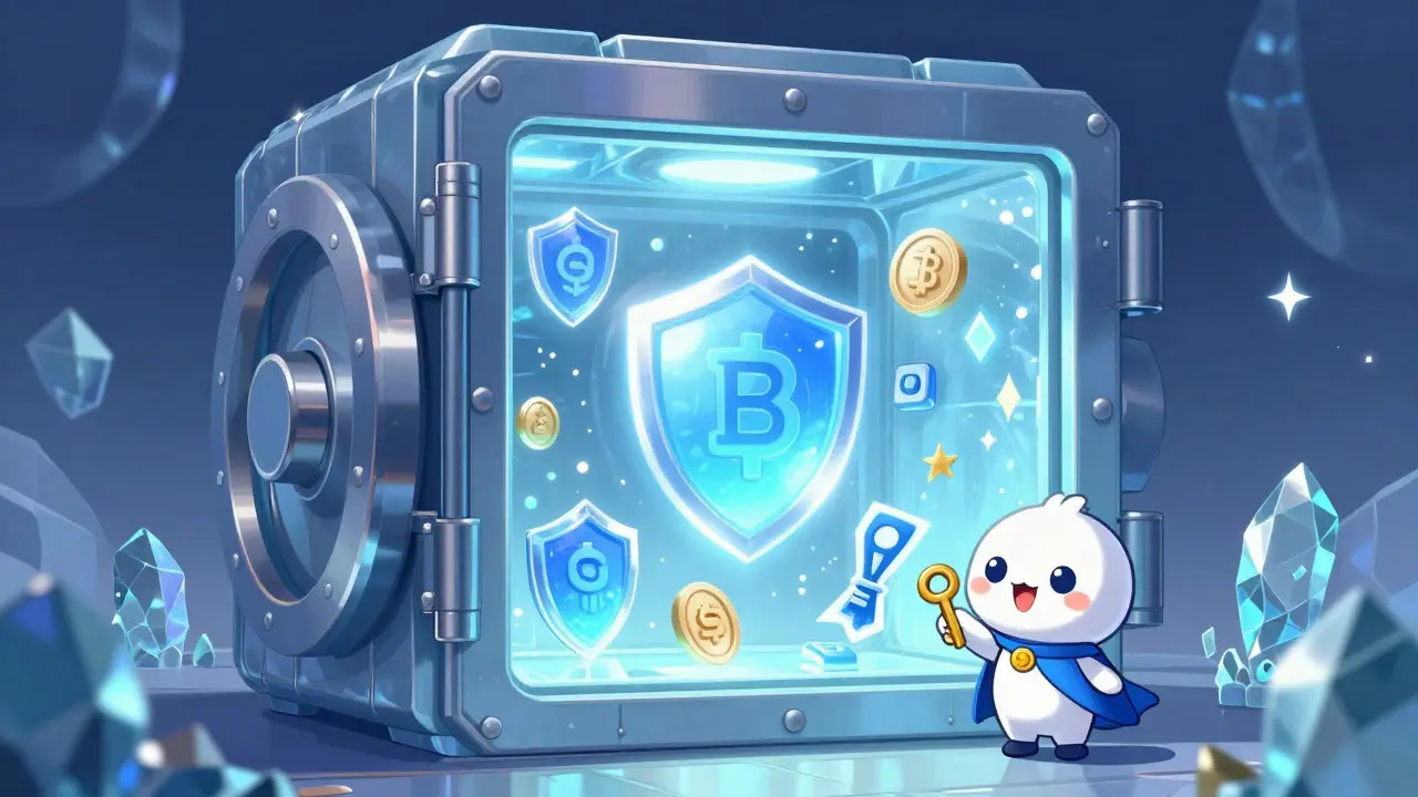 Secure crystal vault protecting digital assets