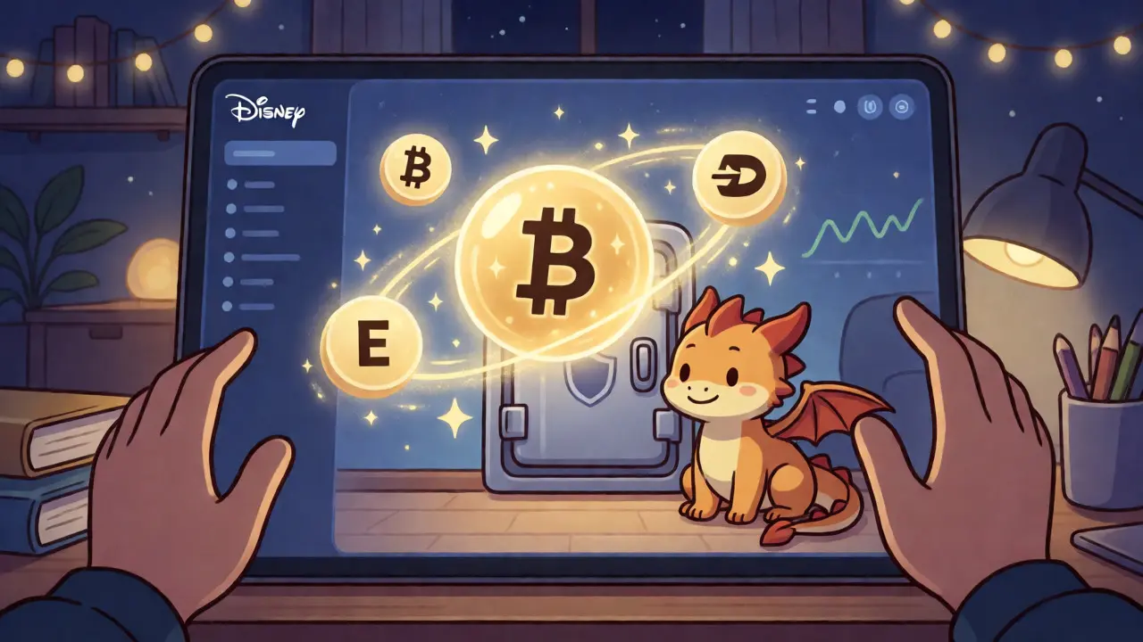 A magical trading dashboard with a protective dragon