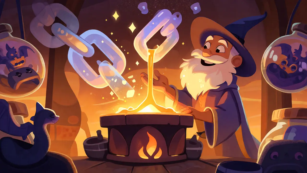A wizard burning tokens in a furnace to show deflationary mechanics