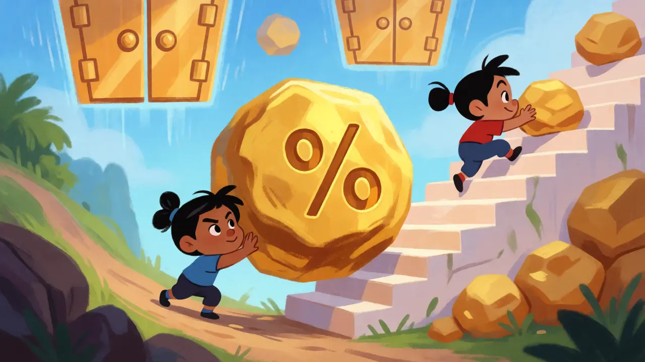 Character struggling with heavy fees compared to easier competitor paths.