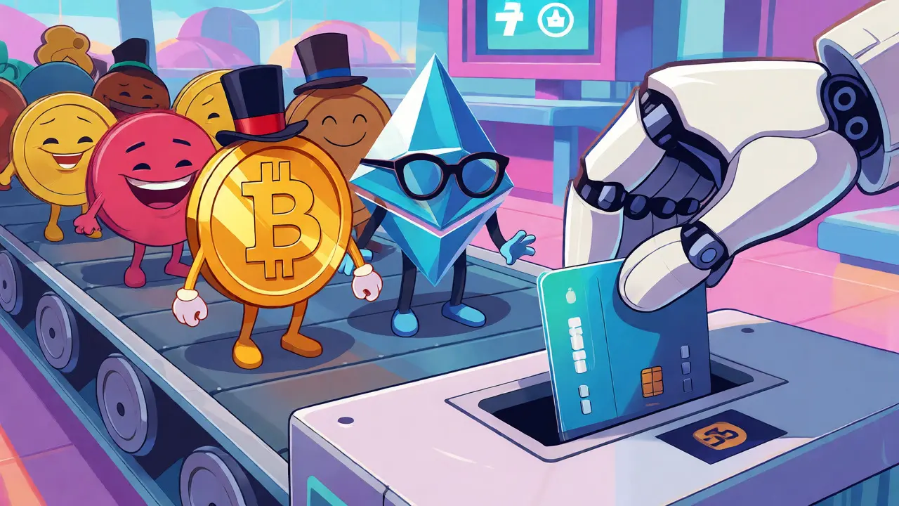 Crypto coins moving smoothly through payment processing
